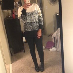 Cream/grey/black oversized sweater